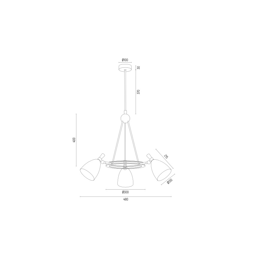 Argon 6149 - Chandelier on a pole CHARLOTTE 3xE27/15W/230V black/gold