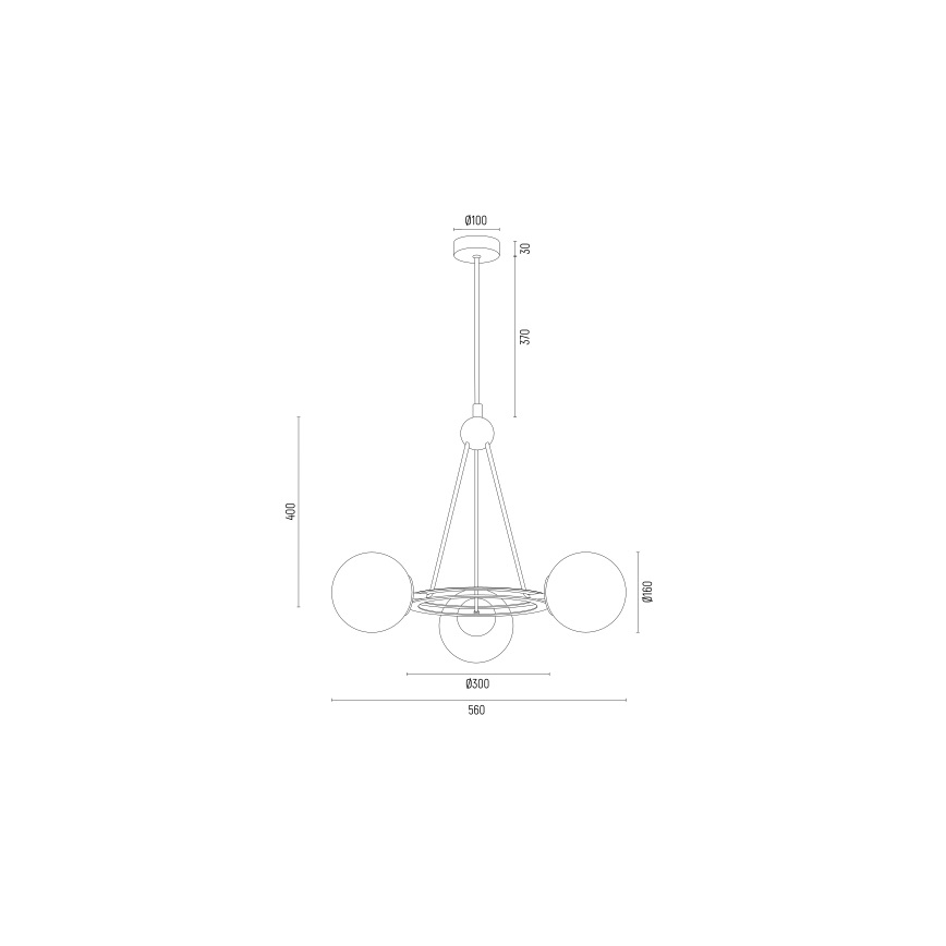Argon 6150 - Chandelier on a pole AMALFI 3xE27/15W/230V black/white