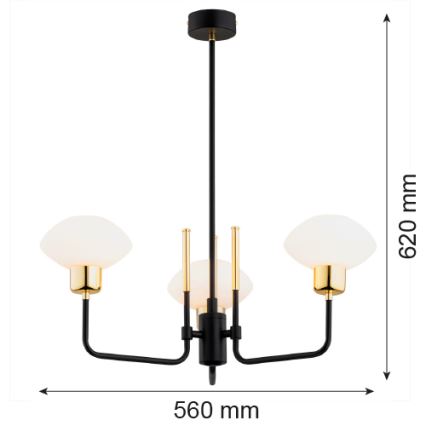 Argon 6166 - Chandelier on a pole RAVELLO 3xE14/15W/230V black/gold