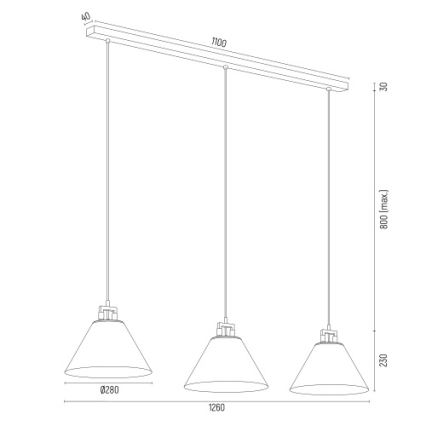 Argon 6173 - Chandelier on a string ORTE 3xE27/15W/230V white
