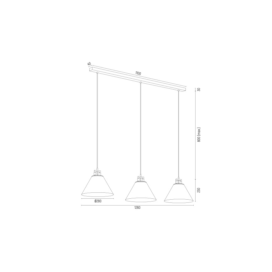 Argon 6173 - Chandelier on a string ORTE 3xE27/15W/230V white