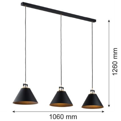 Argon 6174 - Chandelier on a string ORTE 3xE27/15W/230V black