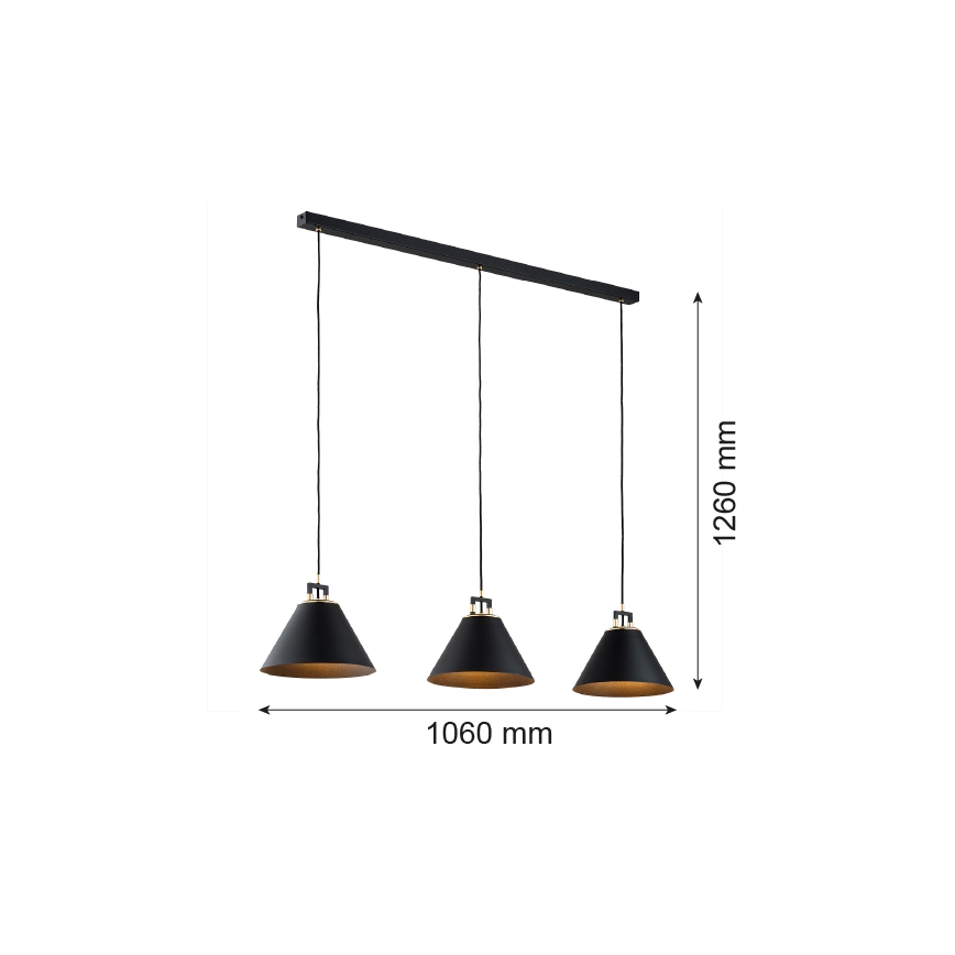 Argon 6174 - Chandelier on a string ORTE 3xE27/15W/230V black