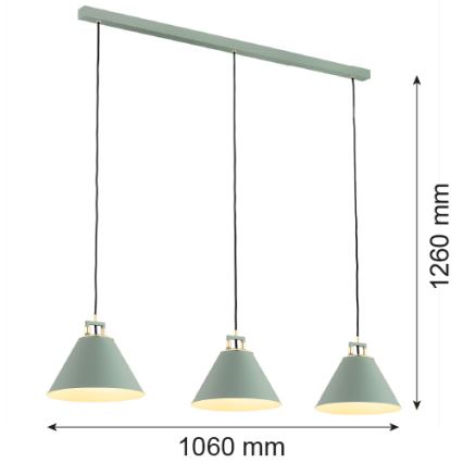 Argon 6177 - Chandelier on a string ORTE 3xE27/15W/230V green