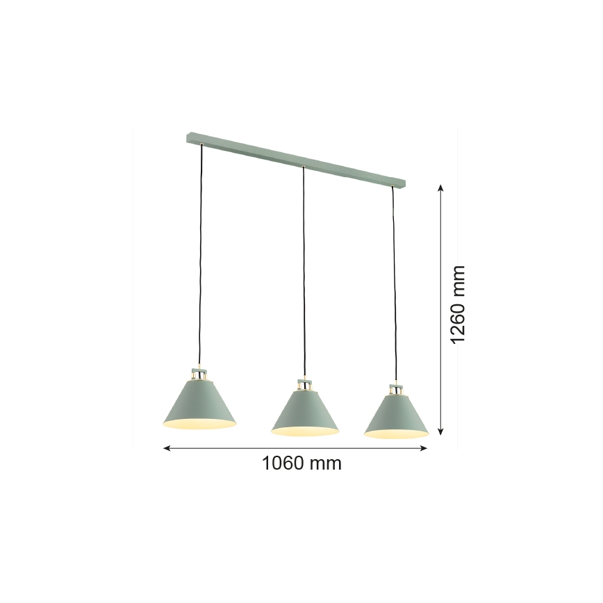 Argon 6177 - Chandelier on a string ORTE 3xE27/15W/230V green