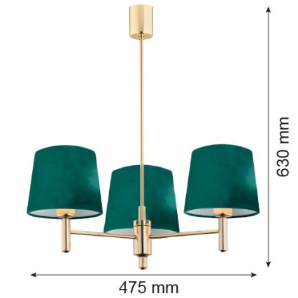Argon 6192 - Chandelier on a pole PONTE 3xE27/15W/230V green/brass