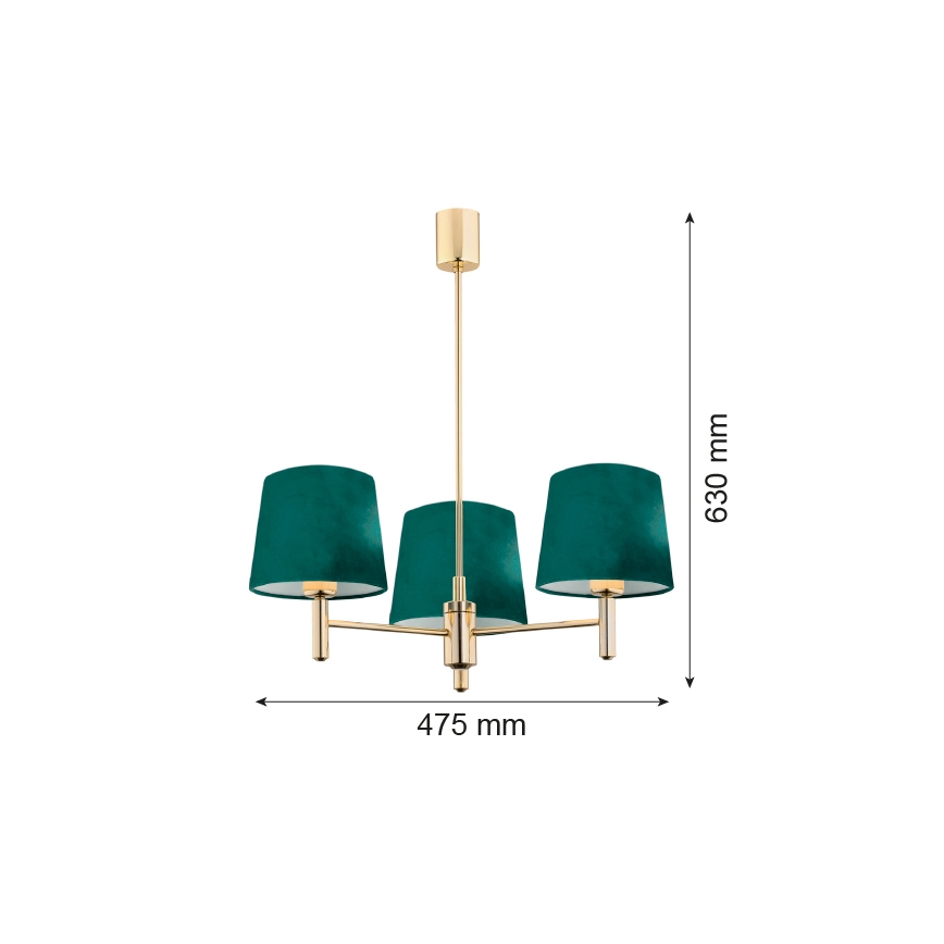 Argon 6192 - Chandelier on a pole PONTE 3xE27/15W/230V green/brass