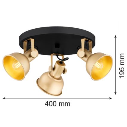 Argon 6243 - Spotlight LENORA 3xE14/7W/230V gold/black