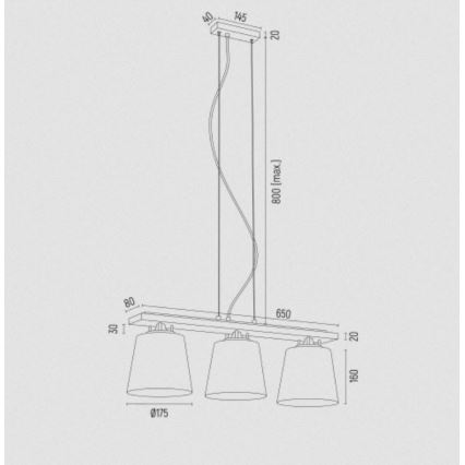 Argon 6250 - Chandelier on a string ARDEN 3xE27/15W/230V gold