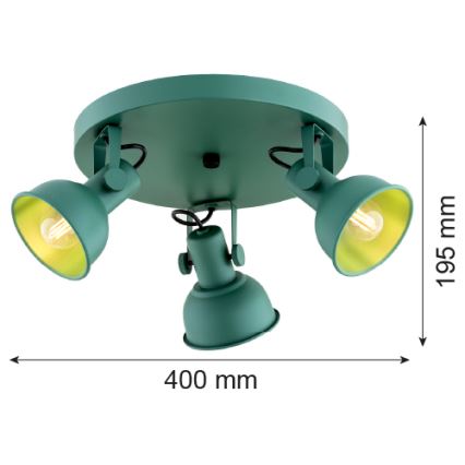 Argon 6265 - Spotlight LENORA 3xE14/7W/230V green