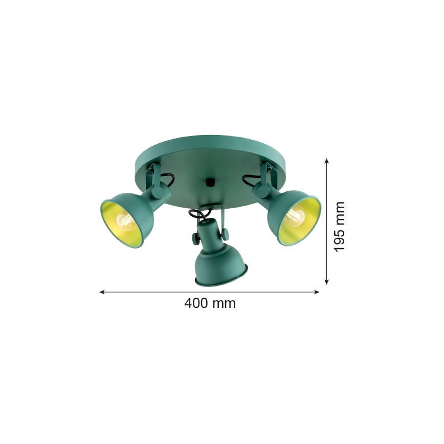 Argon 6265 - Spotlight LENORA 3xE14/7W/230V green