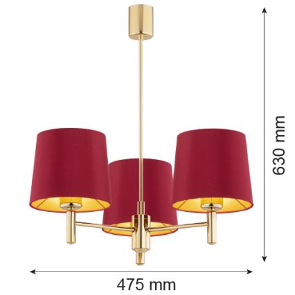 Argon 6266 - Chandelier on a pole PONTE PLUS 3xE27/15W/230V red