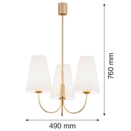 Argon 6267 - Chandelier on a pole SAFIANO 3xE27/15W/230V gold