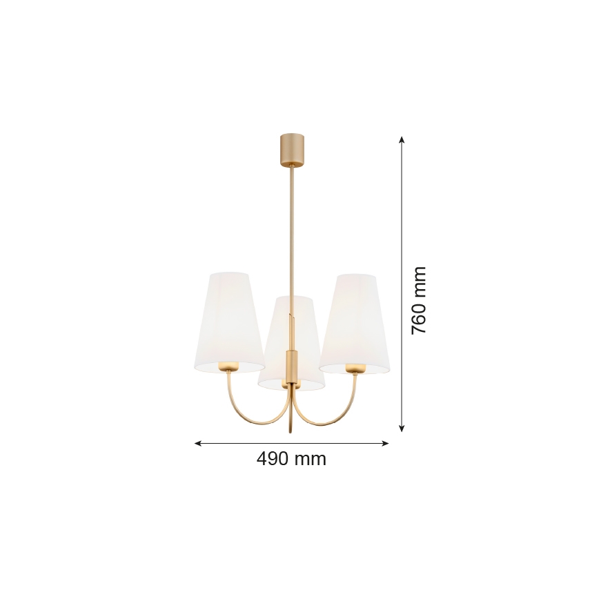 Argon 6267 - Chandelier on a pole SAFIANO 3xE27/15W/230V gold