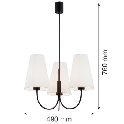 Argon 6268 - Chandelier on a pole SAFIANO 3xE27/15W/230V black