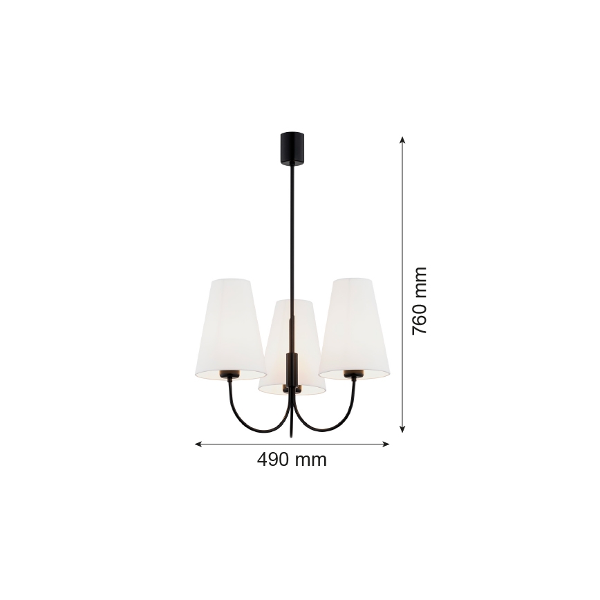 Argon 6268 - Chandelier on a pole SAFIANO 3xE27/15W/230V black