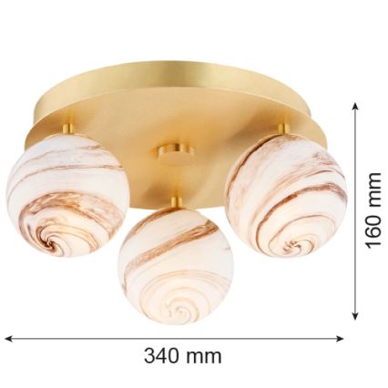 Argon 6290 - Ceiling light FABIO 3xE14/7W/230V alabaster gold