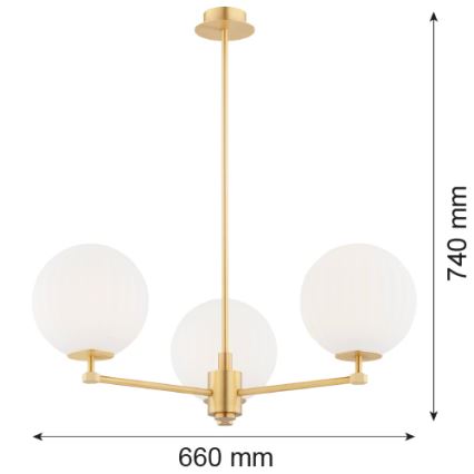 Argon 6307 - Chandelier on a pole PALOMA 3xE14/7W/230V gold/white
