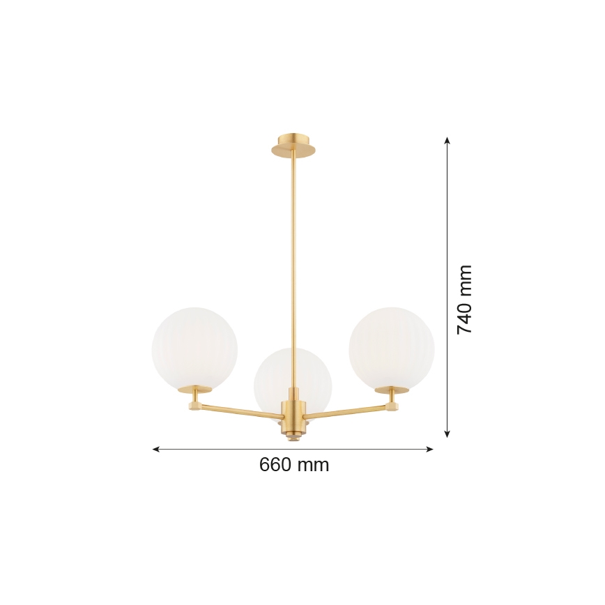 Argon 6307 - Chandelier on a pole PALOMA 3xE14/7W/230V gold/white