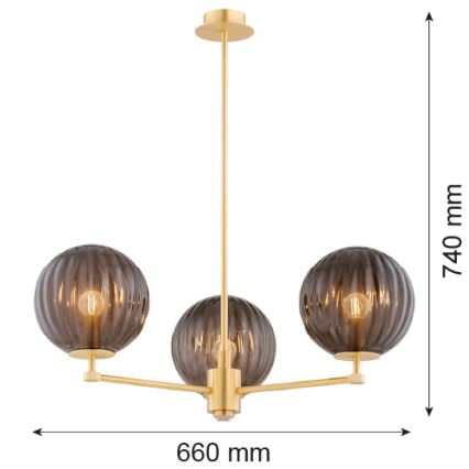 Argon 6310 - Chandelier on a pole PALOMA 3xE14/7W/230V gold/black