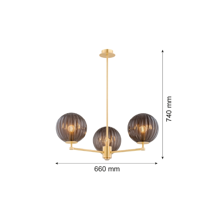 Argon 6310 - Chandelier on a pole PALOMA 3xE14/7W/230V gold/black