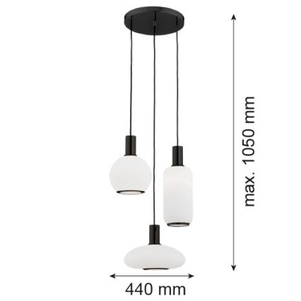 Argon 6323 - Chandelier on a string SAGUNTO PLUS 3xE27/15W/230V black