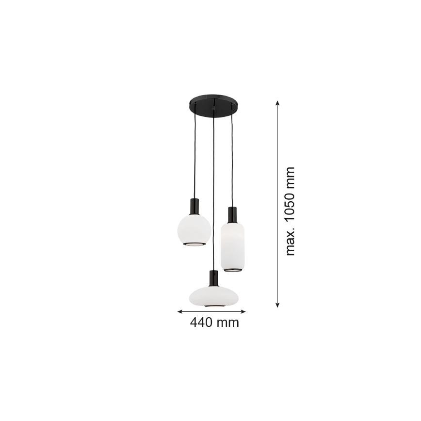 Argon 6323 - Chandelier on a string SAGUNTO PLUS 3xE27/15W/230V black