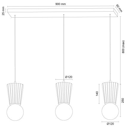 Argon 6357 - VOLANTE bathroom pendant on cable 3xG9/6W/230V IP44 beige