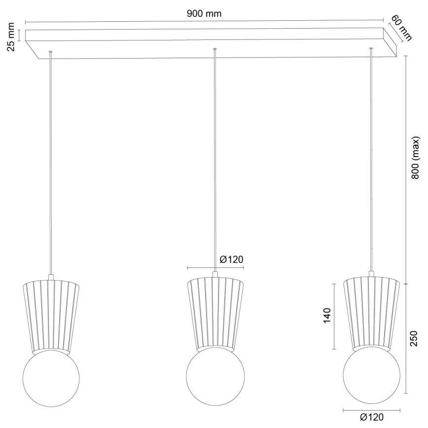 Argon 6357 - VOLANTE bathroom pendant on cable 3xG9/6W/230V IP44 beige