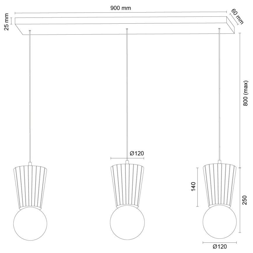 Argon 6358 - VOLANTE cable-suspended bathroom pendant 3xG9/6W/230V IP44 brown