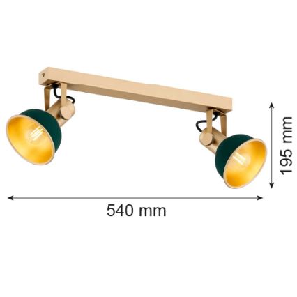 Argon 7143 - Spotlight LENORA 2xE14/7W/230V gold/green