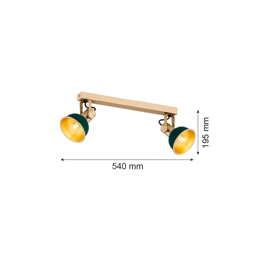 Argon 7143 - Spotlight LENORA 2xE14/7W/230V gold/green