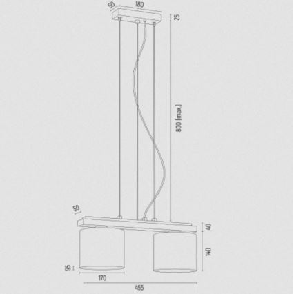 Argon 7164 - Chandelier on a string CANOA 2xE27/15W/230V black