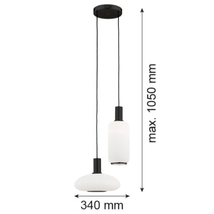 Argon 7214 - Chandelier on a string SAGUNTO PLUS 2xE27/15W/230V black