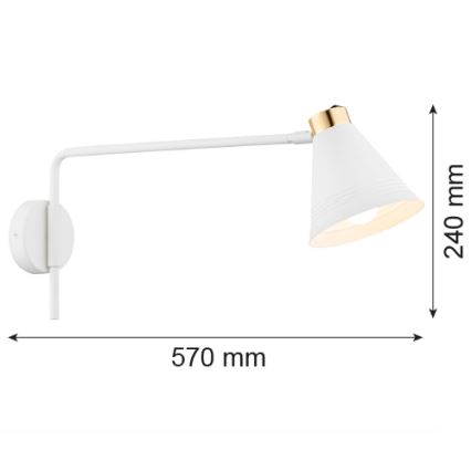 Argon 8007 - Wall lamp AVALONE 1xE27/15W/230V 57 cm white/golden