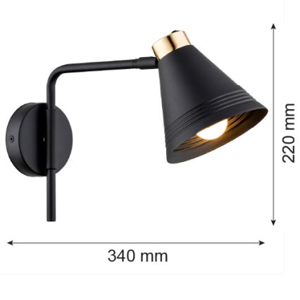 Argon 8008 - Wall lamp AVALONE 1xE27/15W/230V 34 cm black/golden