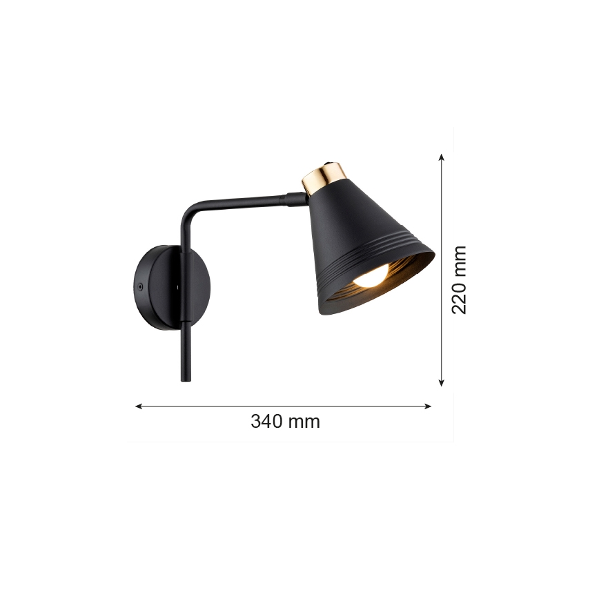 Argon 8008 - Wall lamp AVALONE 1xE27/15W/230V 34 cm black/golden