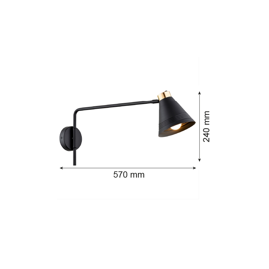 Argon 8009 - Wall lamp AVALONE 1xE27/15W/230V 57 cm black/golden