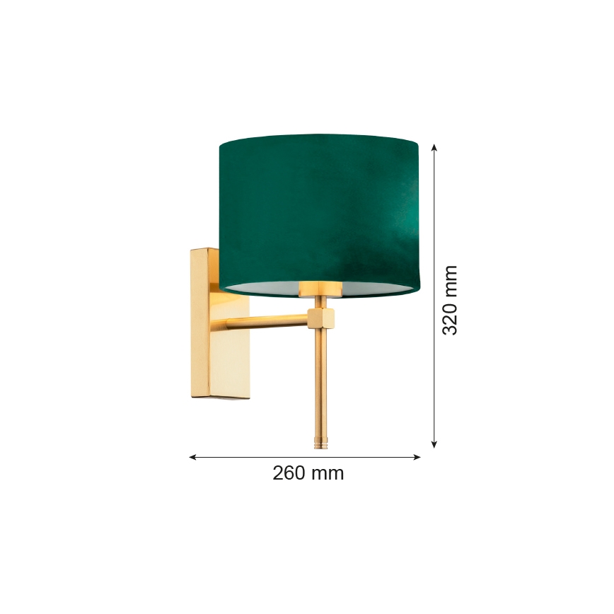 Argon 8107 - Wall lamp ABBANO 1xE27/15W/230V brass/green
