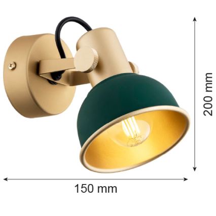 Argon 8247 - Spotlight LENORA 1xE14/7W/230V gold/green