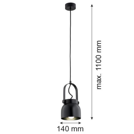 Argon 8291 - Chandelier on a string LOGAN 1xE27/15W/230V d. 14 cm black