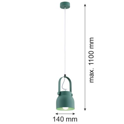 Argon 8293 - Chandelier on a string LOGAN 1xE27/15W/230V d. 14 cm green