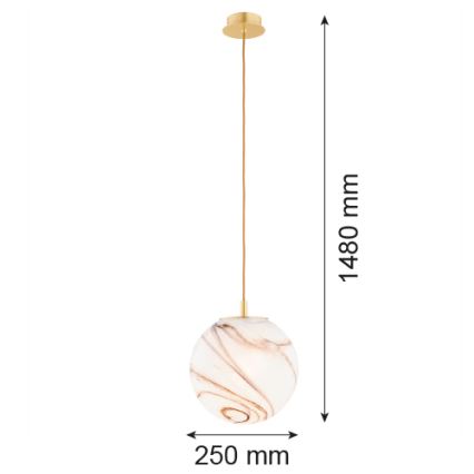 Argon 8447 - Chandelier on a string ALMIROS 1xE27/15W/230V d. 25 cm alabaster gold