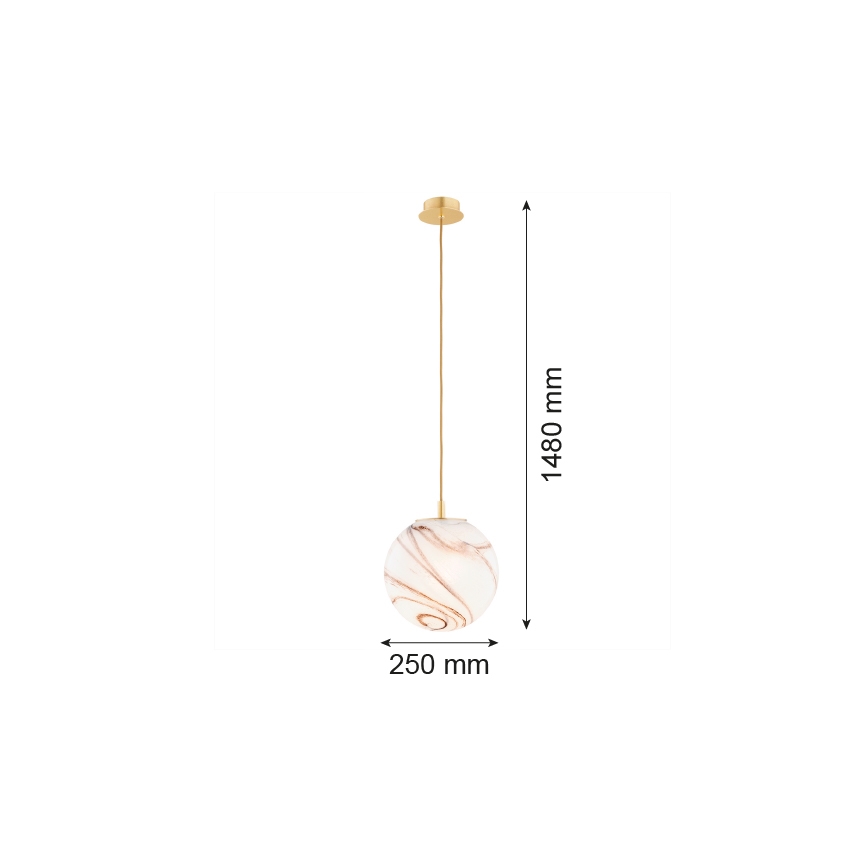 Argon 8447 - Chandelier on a string ALMIROS 1xE27/15W/230V d. 25 cm alabaster gold