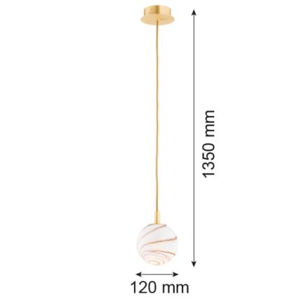Argon 8450 - Chandelier on a string ALMIROS 1xE14/7W/230V d. 12 cm alabaster gold