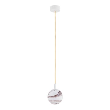 Argon 8451 - Chandelier on a string ALMIROS 1xE14/7W/230V d. 12 cm alabaster white/gold