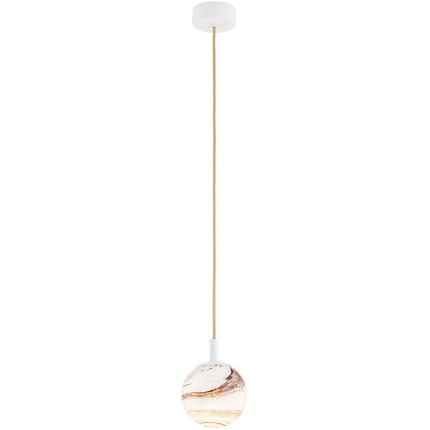 Argon 8451 - Chandelier on a string ALMIROS 1xE14/7W/230V d. 12 cm alabaster white/gold