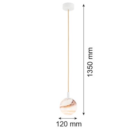 Argon 8451 - Chandelier on a string ALMIROS 1xE14/7W/230V d. 12 cm alabaster white/gold