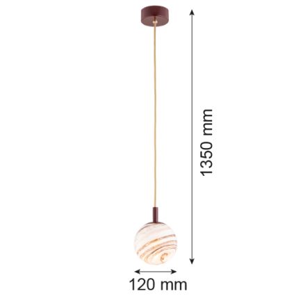 Argon 8452 - Chandelier on a string ALMIROS 1xE14/7W/230V d. 12 cm alabaster brown/gold
