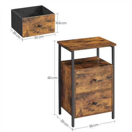 ARIN Bedside Table Brown/Black
